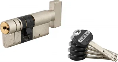 Image de Cylindre de serrure à bouton Federal 2, 32Bx42mm, nickel, anti-arrachement, anti-perçage, 5 clés - THIRARD