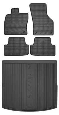 Productafbeelding van Rubberen automatten + kofferbakmat voor Seat Leon III 2012-2020 (stationwagen) – 5-delig, zwart, op maat – Wielganizator SolidPRO