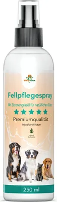Produktbild von Mahu Natur 250 ml Fellspray für Hunde und Katzen I Pflege für Haut, Fell und bei Juckreiz I Fellpflege Spray bei Verknotungen und Verfilzung, Entwirrungsspray, Kämmhilfe