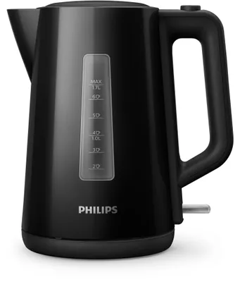 Produktbild von Philips Wasserkocher Series 3000, 1.7 L, Leuchtanzeige mit Klappdeckel und Kontrollanzeige, Schwarz (HD9318/20)
