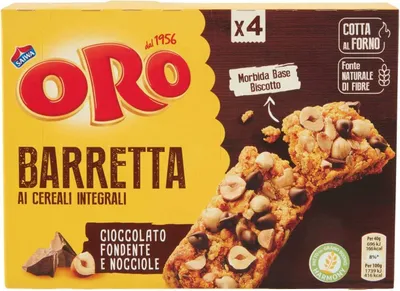 Produktbild von 3x Oro Saiwa Snack Barretta Vollkornriegel mit dunkler Schokolade und Haselnüssen 160g