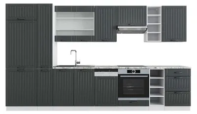 Productafbeelding van Complete keukeneenheid Vicco Fame-Line Antraciet landhuis/wit 355 cm , WB Marmer, Model 49286
