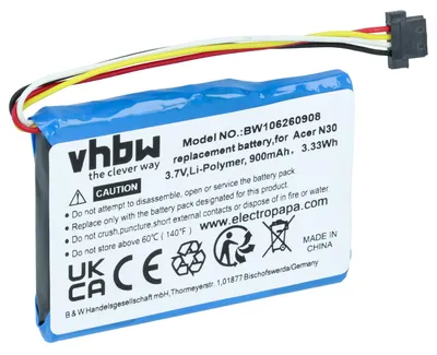 Produktbild von vhbw Akku kompatibel mit Yakumo 1038006, PS1020 GPS Navigation Navi (900 mAh, 3,7 V, Li-Ion)