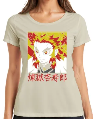 Produktbild von Rengoku Kyojuro Kimetsu no Yaiba Anime Flammenhaar Geschenk Damen T-Shirt, Natur, M