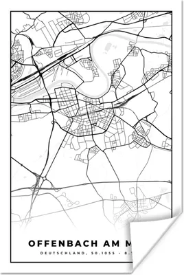 Produktbild von MuchoWow® Poster Karte - Offenbach am Main - Karte - Stadtplan 120x180 cm - Kunstposter