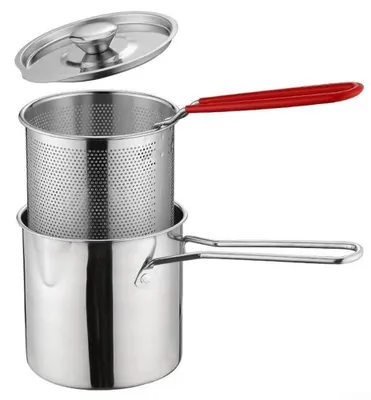 Edelstahl-Fritteuse, tiefe Pfanne mit Sieb, 12 cm, silber