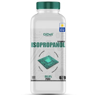 Productafbeelding van Isopropanol 1 liter, technisch zuiver, 99,9%. IPA-reiniger en ontvetter voor industrieel gebruik, merk GiDeli
