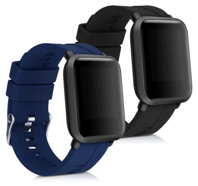 Produktbild von kwmobile 2x Uhrenarmband für Huami Amazfit Bip / Bip Lite Armband - Fitnesstracker Band Set aus TPU Silikon - Ersatzarmband Smartwatch - Schwarz
