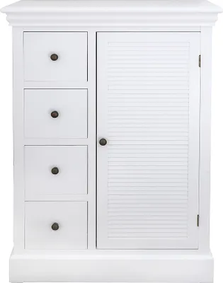 Produktbild von Kleiner Schrank HAMPTONS weiß mit Lamellentür Kommode Strandhaus Möbel Long Island