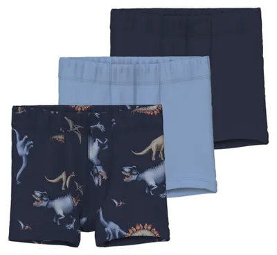 Immagine prodotto di NAME IT, set di 3 magliette a maniche lunghe per bambini, motivo dinosauro, blu navy, taglia numerica 86