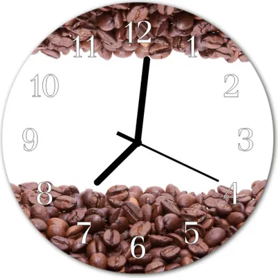 Produktbild von Glasuhr Wanduhr Küchenuhr Echt-Glas 30fi cm Kaffeebohnen braun