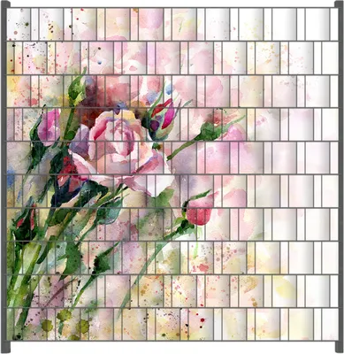 Produktbild von Wallario Zaunsichtschutz mit Motiv Abstraktes Blumenbuket für Ein- und Doppelstabmatten Zäune in der Größe 200 x 200 cm