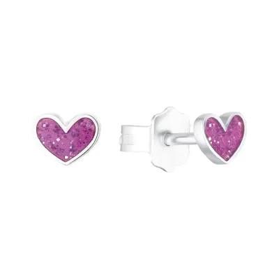Produktbild von Kinder Ohrstecker Purple Heart Prinzessin Lillifee aus Sterlingsilber