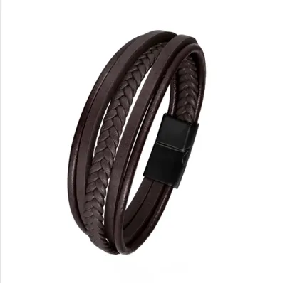 Produktbild von ROUGEMONT Herren Lederarmband Armband Monello21 cm Echtleder Braun