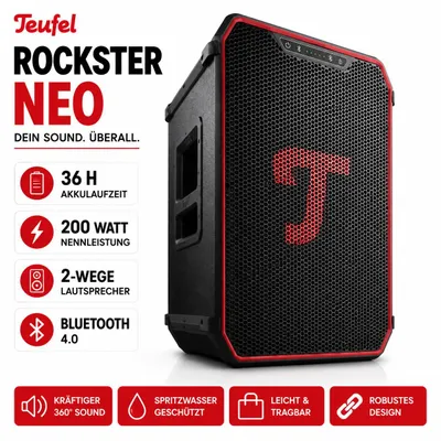 Image de Teufel ROCKSTER NEO enceinte bluetooth sans fil noir rouge - Lautsprecher - Kabellos