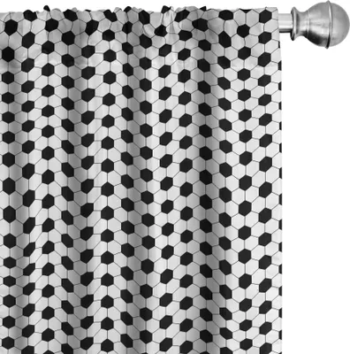 Produktbild von ABAKUHAUS Fußball Vorhänge, Gardinen, Abstrakter Fußball-Ball-Muster-einfarbiger geometrischer Design-Sport-Spaß-Tätigkeit, 2 Stück 75 x 225 cm, Weiß Schwarz