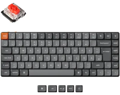 Produktbild von K3 Max (grau/orange, DE-Layout, Gateron Low Profile 2.0 Mechanical Red, Hot-Swap, Aluminiumrahmen, RGB)