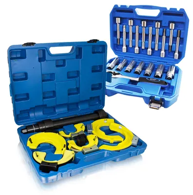 Produktbild von Bituxx universal Federspanner Set für Mc Pherson Federbeine + 18 tlg. Stoßdämpfer Nuss Domlager Steckschlüssel MS-19998