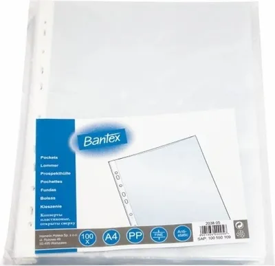 Image de Pochettes porte-documents Bantex A4, 50 microns, 100 pièces - Transparentes et indéchirables