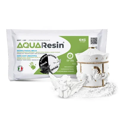 Obrázek produktu pro AQUA RESIN - Alpha Plaster 6 kg Premium | Saténový porcelánový efekt | Bezpečná, netoxická, odolná a barevná pro umění a kutily