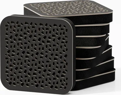 Zdjęcie produktu dla zestaw 8 - Mini panel akustyczny pochłaniający dźwięk | 23 x 23 cm | Kolor: (czarny, ENRIA)