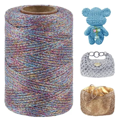 Obrázok produktu pre Metalizovaná priadza na háčkovanie, 3 mm x 100 m, farebná, strieborná, polyesterová, s trblietkami
