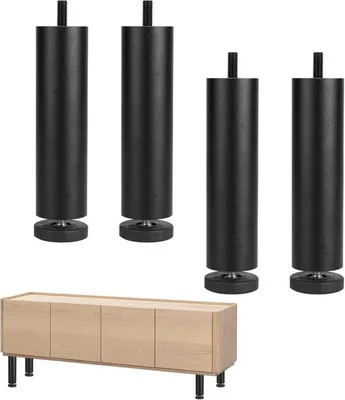 Obrázek produktu pro Nohy na nábytek, 15 cm - Hliníkové - Nastavitelné až o 8 mm - Robustní podpora až do 100 kg - Luxento