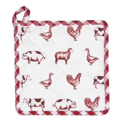 Produktbild von Clayre & Eef Ofenhandschuhe 20x20 cm Rot Baumwolle Quadratisch