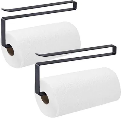 Produktbild von Küchenrollhalter - Raumsparend - 2 Stücke - schwarz - Edelstahl