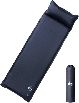 Image de Matelas de camping autogonflant avec oreiller 1 personne gris