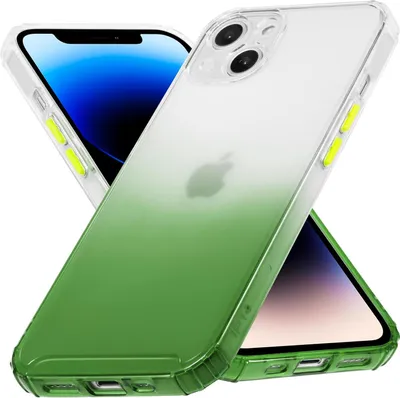Produktbild von Conie Farbverlauf Schutzhülle für iPhone 14 Silikon Case Kamera Schutz Cover Hülle in Grün matt