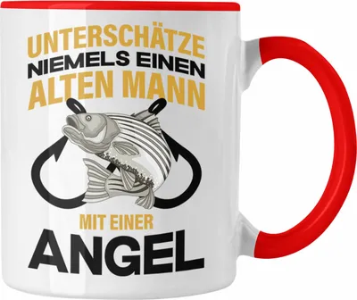 Produktbild von Trendation - Angler Tasse Geschenk Männer Sprüche Lustig für Fischer Geschenkidee Angeln Becher (Rot)