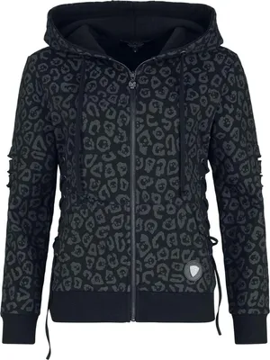 Produktbild von Rock Rebel by EMP Damen schwarze Kapuzenjacke mit Allover-Print und Cut-Outs M