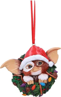 Produktbild von Gremlins Gizmo mit Weihnachtskranz als Weihnachtsschmuck 10 cm