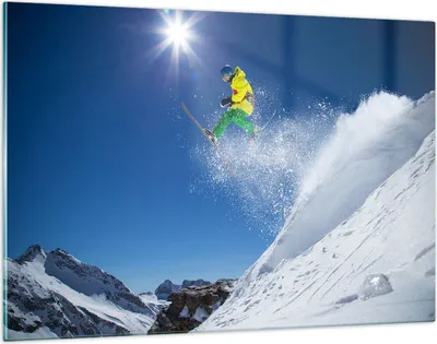 Produktbild von Bilder auf glas - Ski Winter Schnee Berg - 120x80cm - Glasbilder - Wandbilder - Kunstdruck - zum Aufhängen bereit - Wanddekoration aus Glas - Glas Bilder - Wandbild auf Glas - GAA120x80-2856