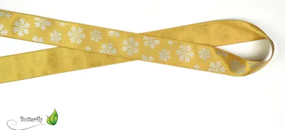 Produktbild von 3m Satinband 25mm Schneeflocken, Farbe:gold 687