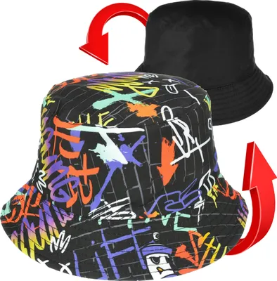 Produktbild von Versoli Bucket Hat Wendehut Sommerhut Fischermütze Sonnenmütze Sonnenschutz Uni - GRAFFITI