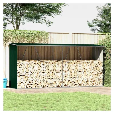 Produktbild von Verzinkter Stahl Brennholzschuppen 330x84x144/152 cm Grün