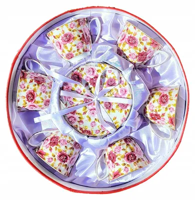 Productafbeelding van Set van 6 CUP 230ml Bloemen Gouden Rand Porselein Rozen Yamasen