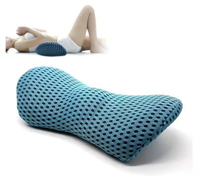 Produktbild von Lendenwirbelkissen, Ergonomisches Rückenkissen aus Memory-Schaum für Auto, Komfort Rückenstützkissen zur Druckentlastung für Bett/Stuhl/Autositz/Bürostuhl (Blau)