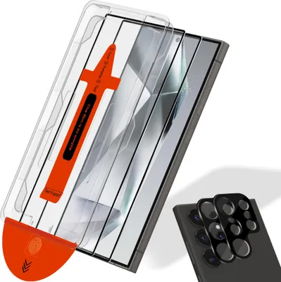 Obrázek produktu pro 2-balení Samsung S24 Ultra Ochranné sklo na displej & 2-balení ochrana objektivu - Tvrzené sklo | [Automatická instalace] - Bez bublin