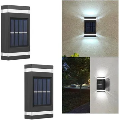 Obrázok produktu pre Solárna betónová nástenná lampa – vodotesné vonkajšie osvetlenie na terasu, do záhrady, do domu alebo na vonkajšiu stenu – biele svetlo