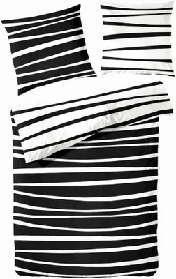 Produktbild von Hahn Satin Bettwäsche 200x200 cm + 2Stk 80x80 cm Schwarz 100% Baumwolle