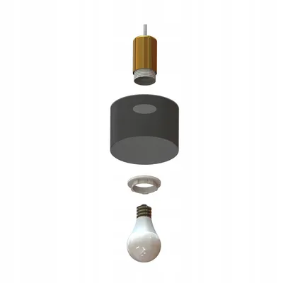 An exploded view of a pendant light fixture, showing its components.