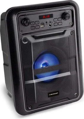 Obrázok produktu pre Reproduktor Dunlop Bluetooth - 9 W - s FM rádiom a vstupom AUX/MIC - vstup pre TF kartu a USB - funkcia TWS - LED osvetlenie - čierny