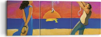 Produktbild von Bild auf Leinwand - Leinwandbild - 3 Teile - Symbol Liebe Surrealismus - 90x30cm - Wand Bild - Wanddeko - Wandbilder - Leinwanddruck - Bilder - Wanddekoration - Leinwand bilder - CA90x30-4411