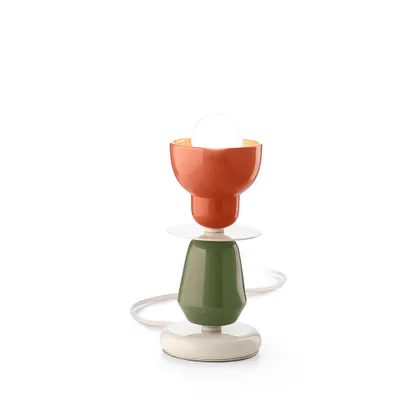 Produktbild von Vintage Deco Berimbau Eisen Keramik Orange und Grün Lampe 1 Licht E27
