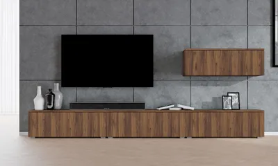 Produktbild von AX LIVING Lowboard TV modern Loriano Wohnwand 300 cm stehend Nussbaum Warmia