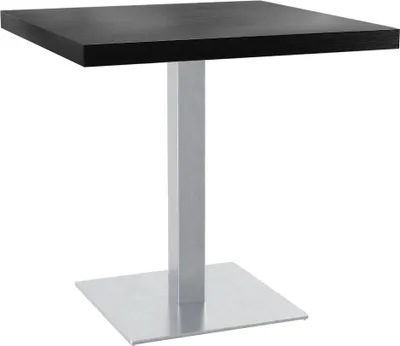 Produktbild von Bistrotisch 36 mm | 80x80 cm | Schwarze Esche | Edelstahl Gestell
