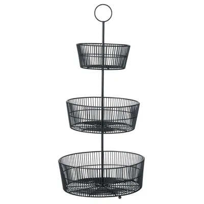 Immagine prodotto di Etagere Gea a 3 livelli in metallo nero H65cm grande portafrutta decorativo a più livelli moderno